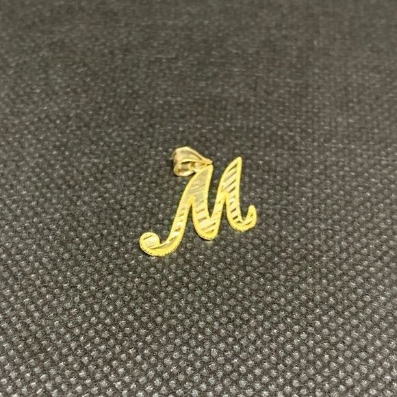 Initial letter M pendant 14k Solid Gold Pendant - Picture 2 of 6
